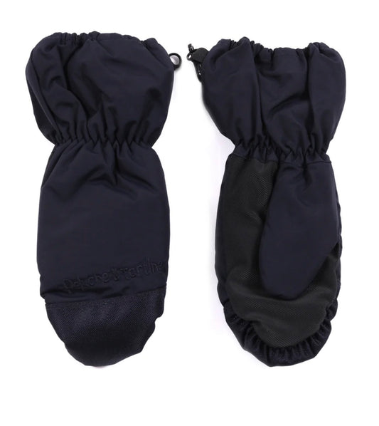 Mitaines d'hiver - Peluche et Tartine bleu marine en tissu avec paumes noires antidérapantes, vues de face et de dos