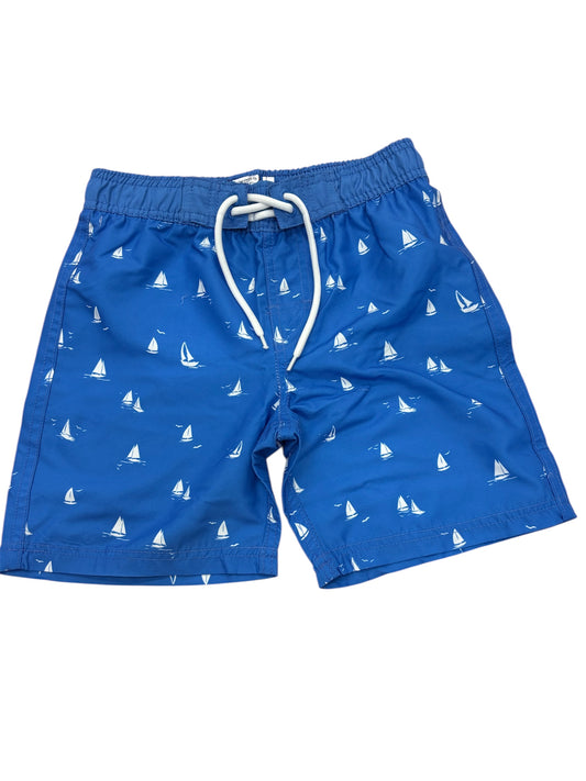 Maillot de bain - Northcoas short bleu roi motifs voiliers blancs cordon blanc vue de face avec filet intérieur