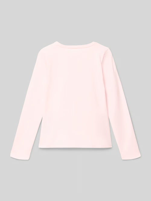 Chandail - Guess en coton rose pâle à manches longues, coupe droite, vue de dos, pour enfant fille.