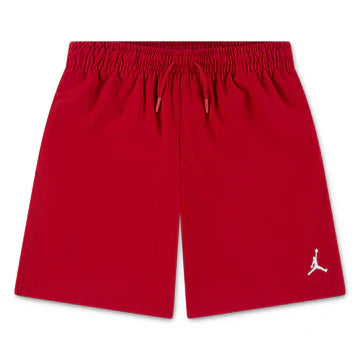 Short - Jordan rouge en polyester 100% avec cordon ajustable et logo blanc, vue de face, taille adulte homme.