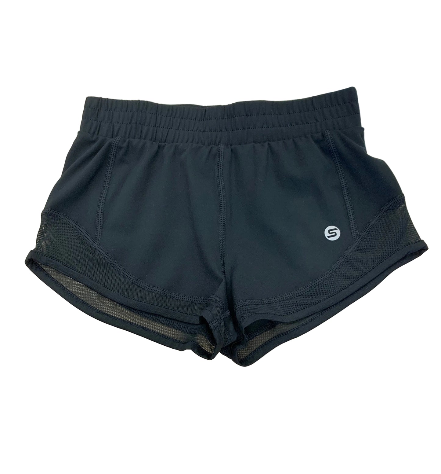 Short - M.I.D. court de couleur noire en tissu technique avec taille élastique, vue de face.