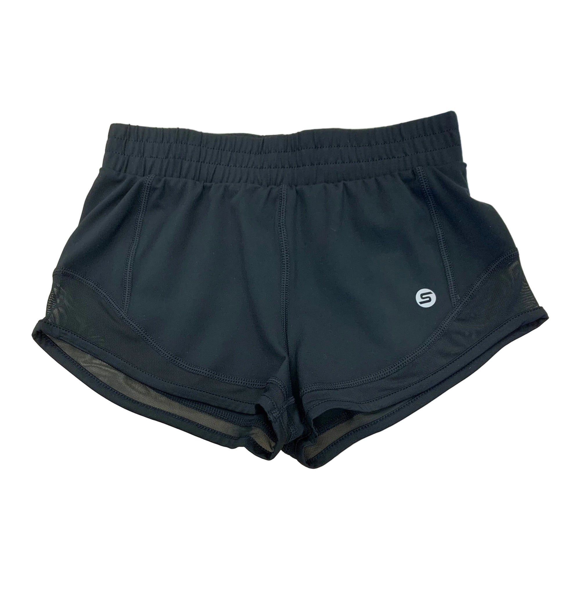 Short - M.I.D. court de couleur noire en tissu technique avec taille élastique, vue de face.