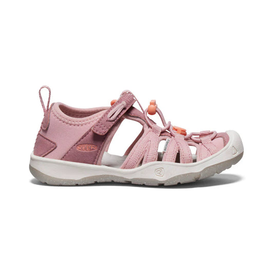 Sandales Moxie - Keen rose pour enfant, style fermé avec tige en textile et système de tendeur, vue de profil gauche.