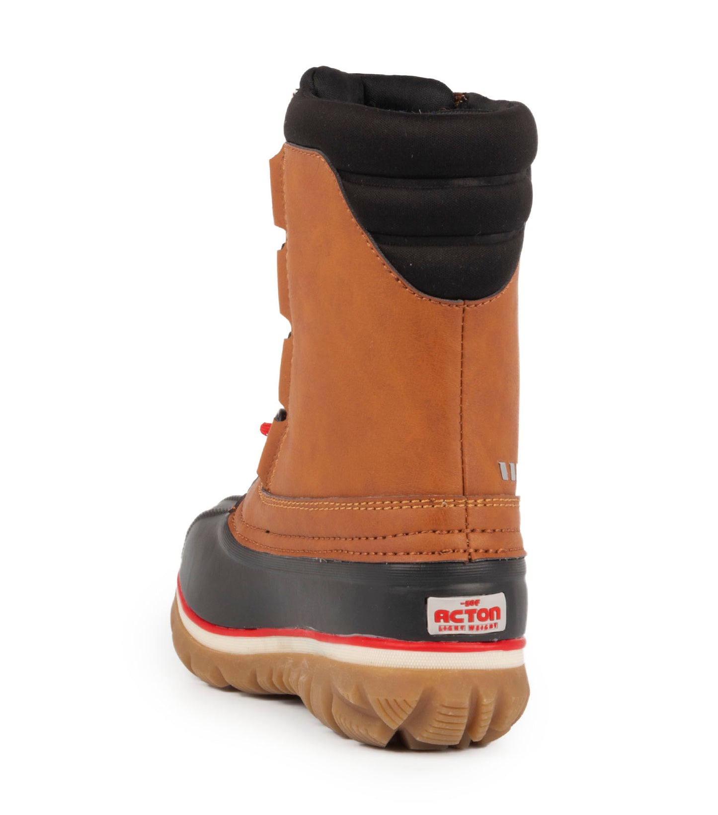 Bottes d'hiver - Acton Rock marron et noir en cuir synthétique, semelle beige, vue arrière pour enfant