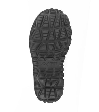 Bottes d'hiver - Acton Rock semelle noire en caoutchouc adhérente, vue de dessous avec motifs géométriques.