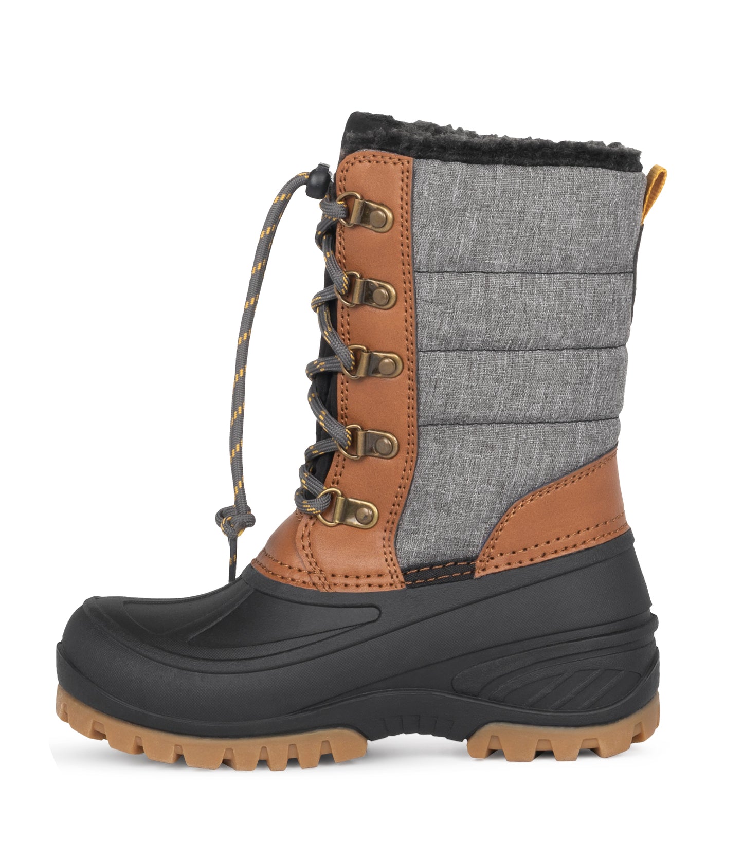 Bottes d'hiver Energy - Acton grises, marron et noires en cuir synthétique et nylon, doublure, vue de profil gauche