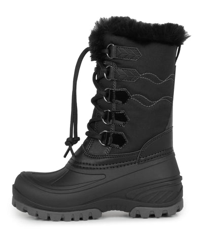 Bottes d'hiver Spark - Acton noires, cuir synthétique et nylon imperméable, fourrure intérieure, lacées, vue de profil gauche.