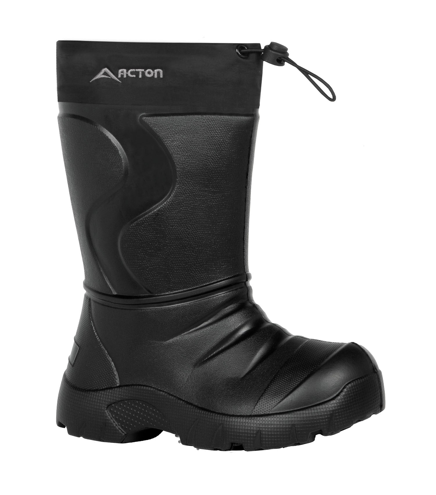 Bottes Mi-Saison Slushy - Acton noires en EVA imperméable, légères et souples, pour enfant, vue de profil droit.