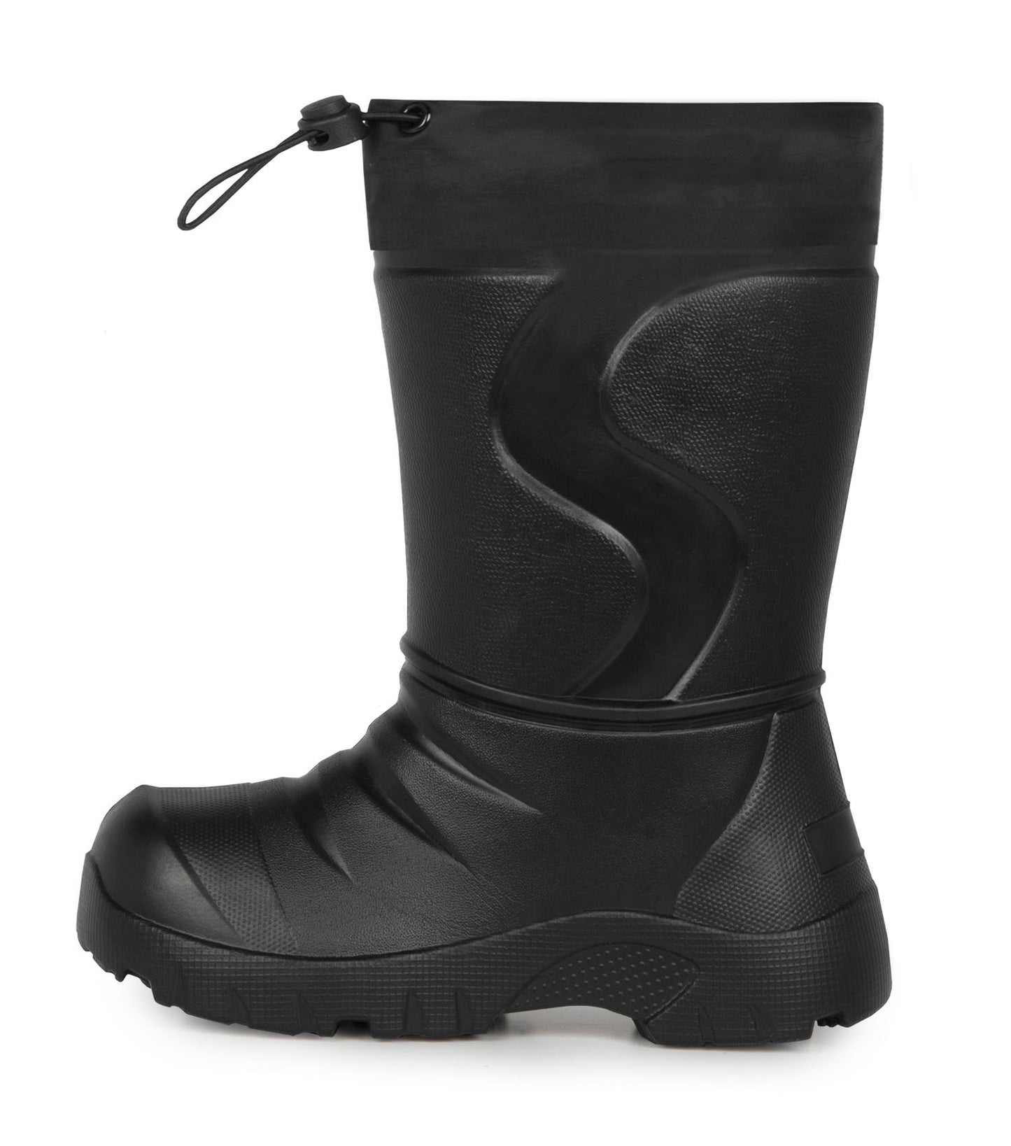 Bottes Mi-Saison Slushy - Acton noires en EVA souple et imperméable, style mi-saison, pour enfant, vue de profil droit