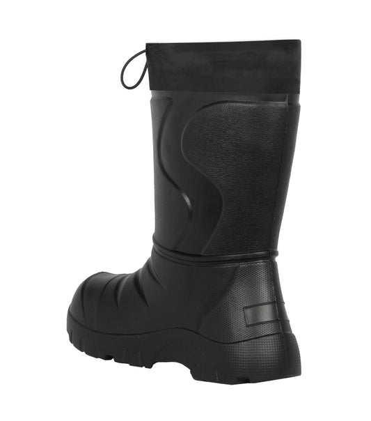 Bottes Mi-Saison Slushy - Acton noires en EVA imperméable, souples, pour enfant, vue de dos.