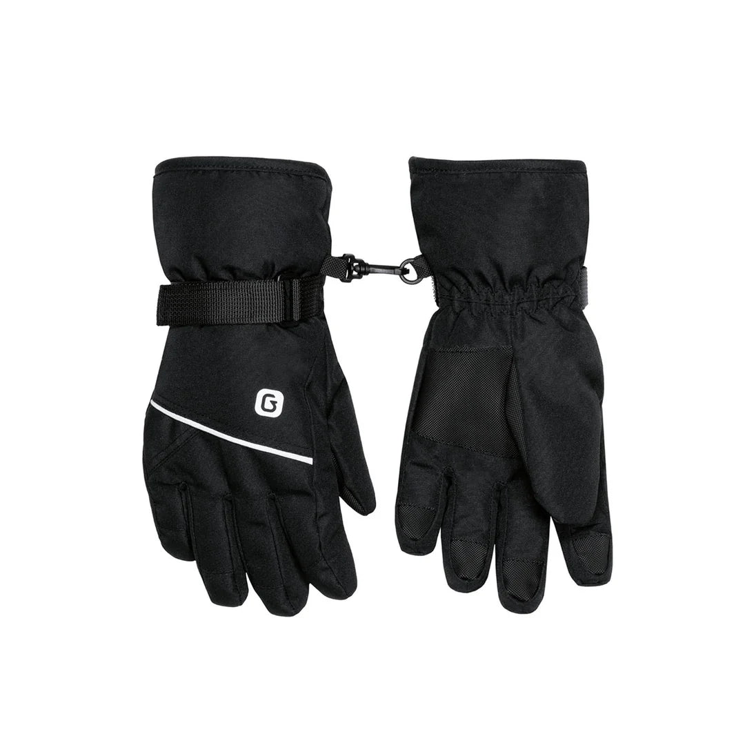 Gant d'hiver Aiden - Gusti paire de gants noirs avec poignets ajustables et attache de sécurité vue de face et de dos