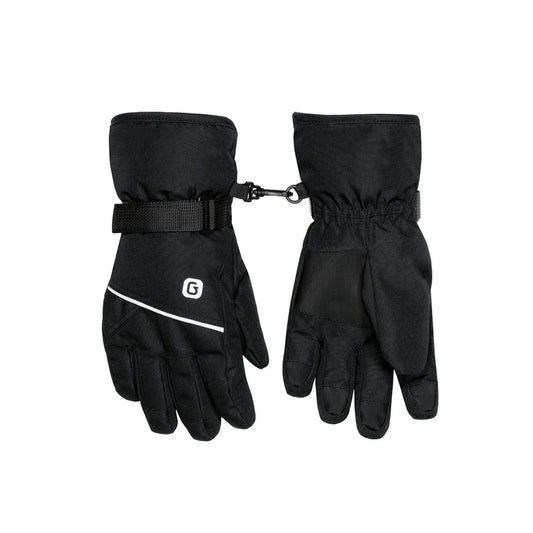 Gant d'hiver Aiden - Gusti paire de gants noirs avec poignets ajustables et attache de sécurité vue de face et de dos