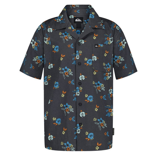 Chemise - Quiksilver à manches courtes en coton avec motif floral bleu et orange, image de la galerie position 1 carrée 800x800