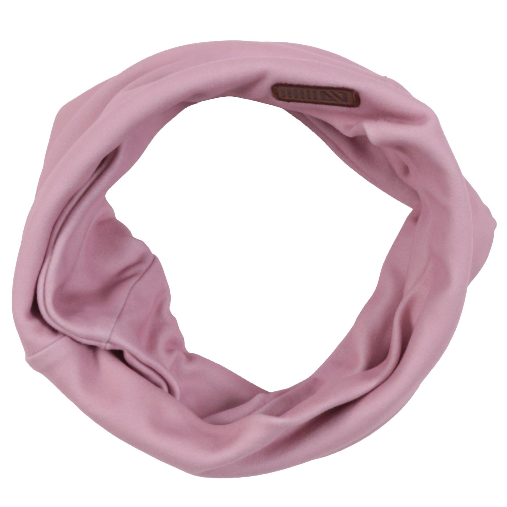 Cache-Cou d'hiver - Nanö en tissu rose doux, tour de cou circulaire pour enfant, vue détaillée à plat.