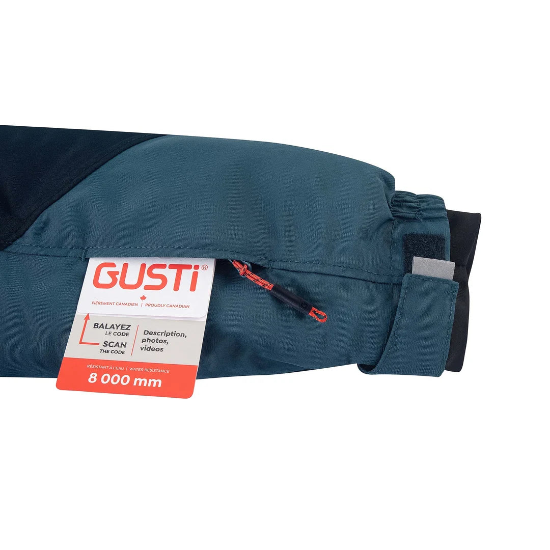 Habit de neige Blizzard - Gusti bleu marine pour enfant avec manche ajustable et étiquette d’imperméabilité en détail