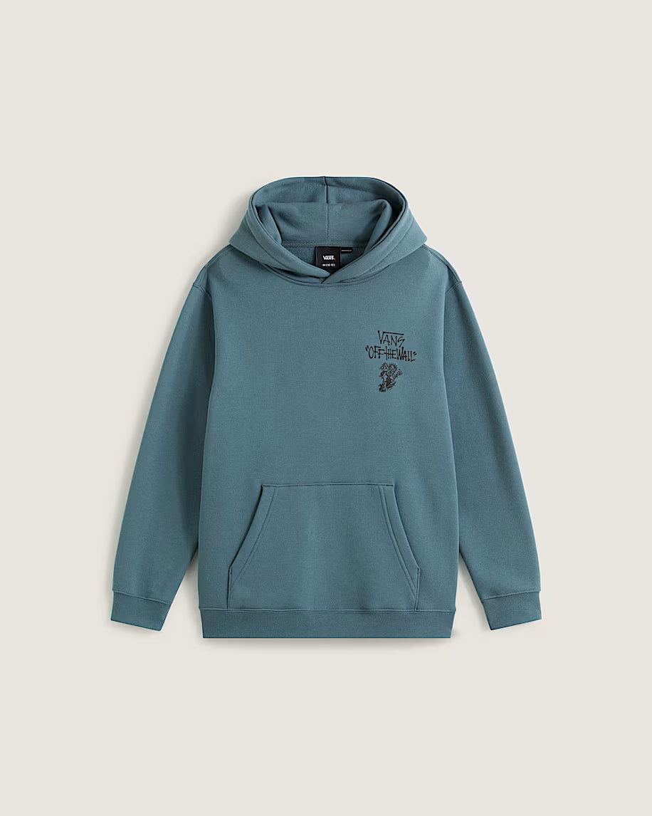 Hoodie Let Loose Pullover - Vans bleu gris en coton et polyester, style garçon, capuche, vue de face.