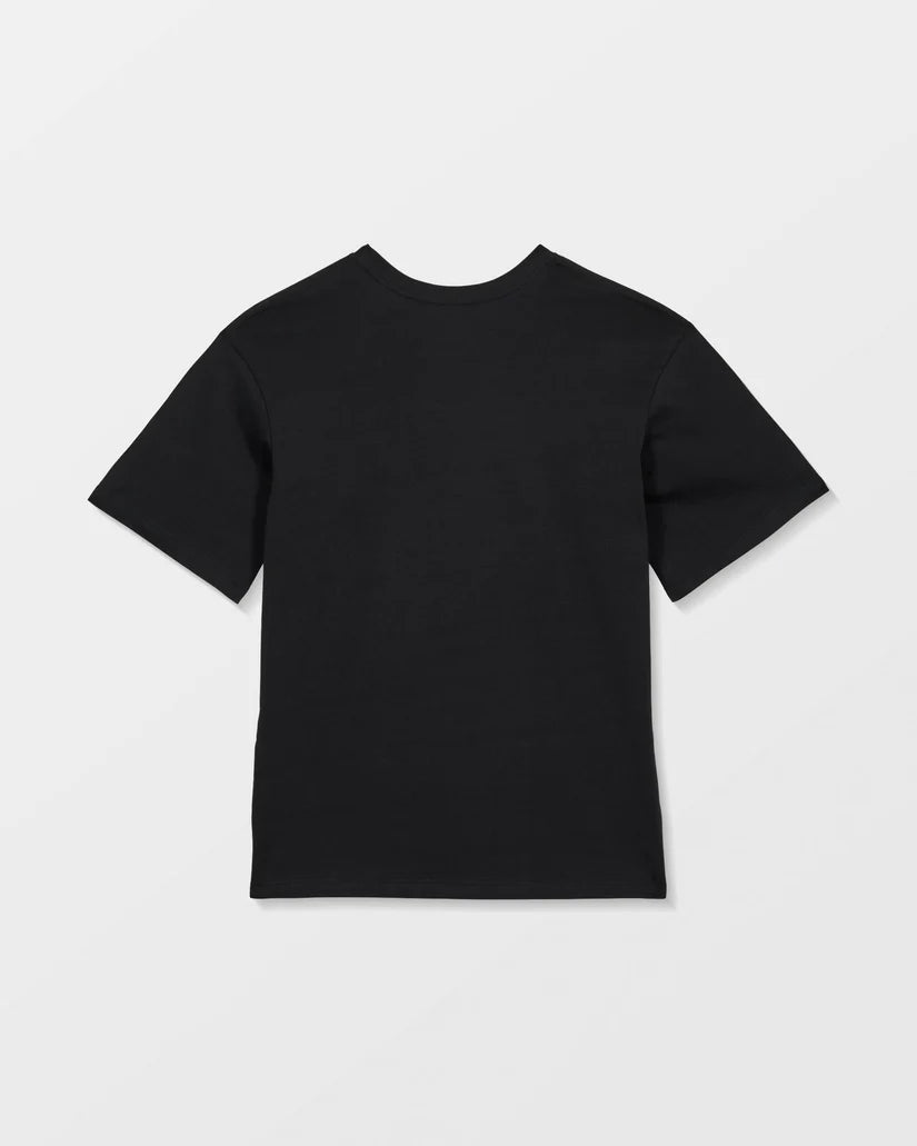 T-Shirt - Volcom noir en coton et coton recyclé, coupe classique à manches courtes, vue de dos sur fond clair