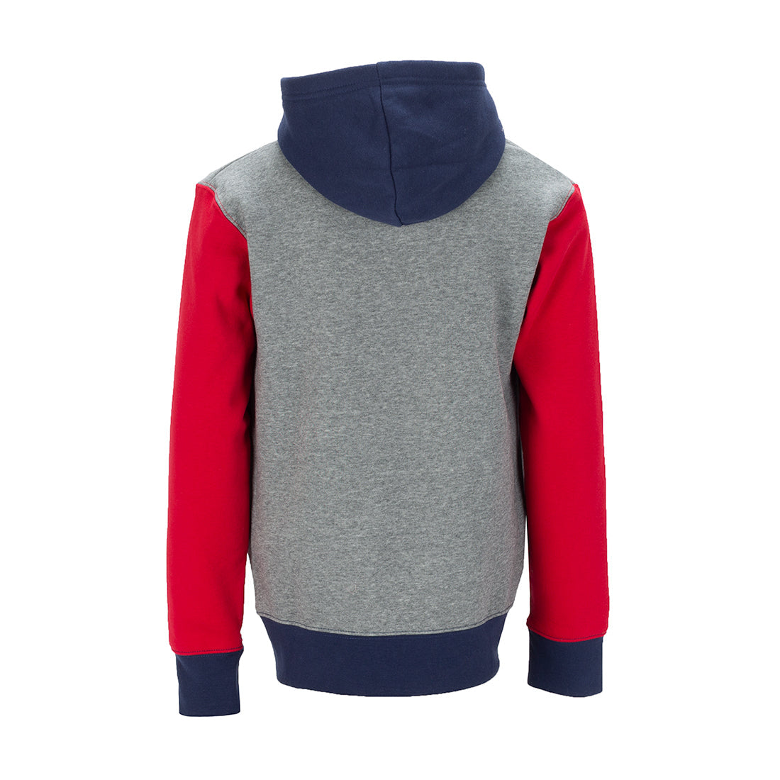 Hoodie - Jordan vu de dos, manches rouges et capuche bleu marine, image galerie position 2, format carré 1100x1100