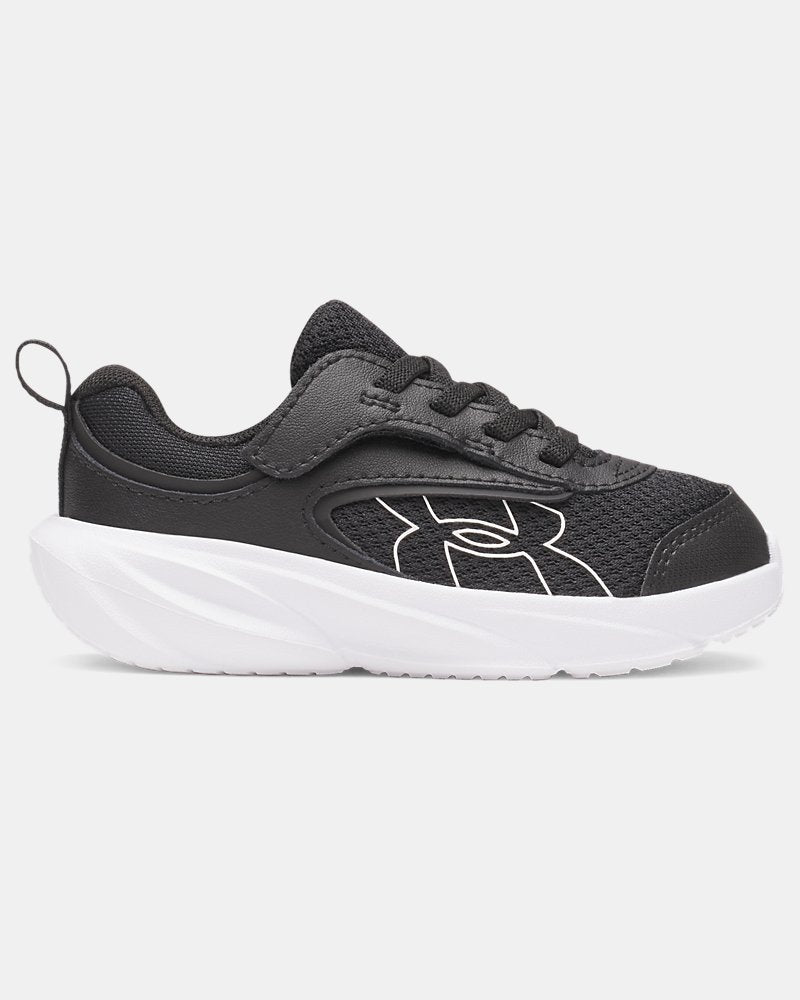 Espadrilles UA Surge 5 - Under Armour noires avec semelle blanche, style sport, en mesh et cuir synthétique, vue de profil gauche.