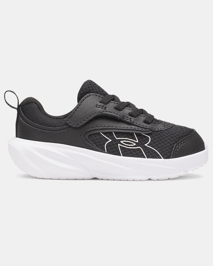 Espadrilles UA Surge 5 - Under Armour noires avec semelle blanche, style sport, en mesh et cuir synthétique, vue de profil gauche.