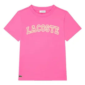 T-Shirt - Lacoste rose en coton 100%, vue de face carrée 275x275, position galerie 1