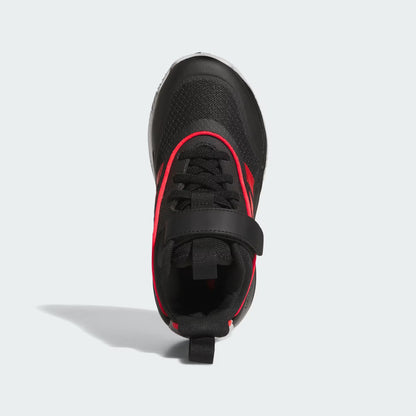 Espadrilles Ownthegame 3.0K - Adidas noir et rouge pour enfant, vue de dessus avec fermeture scratch et lacets.