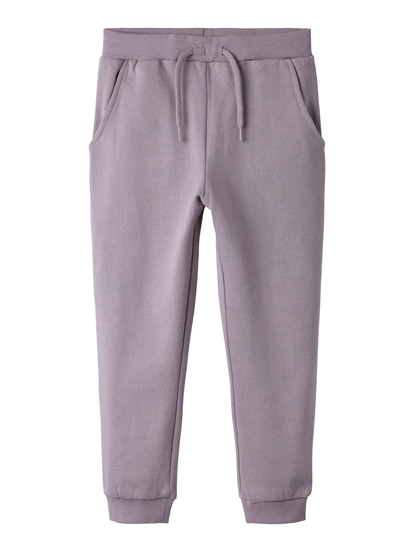 Pantalon - Name It mauve en coton polyester avec taille ajustable, style jogger, pour enfant, vue de face portrait