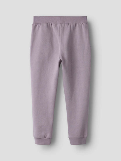 Pantalon - Name It mauve clair en coton polyester pour enfant, taille ajustable, vue de dos, position 2 portrait.