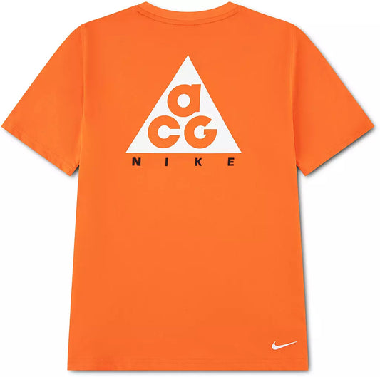 T-Shirt Hbr ACG - Nike orange à manches courtes avec logo ACG blanc vue de face