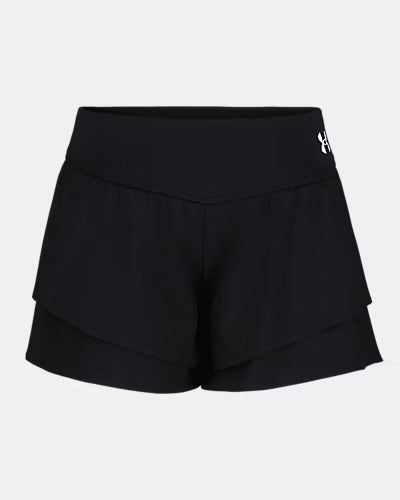 Short - Under Armour noir en polyester pour femme, vue de face, position 1 de la galerie, format portrait 400x500.