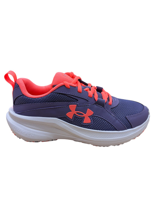 Espadrilles UA Assert 11 - Under Armour bleu violet et corail, style sport, matière mesh et synthétique, vue de profil droit