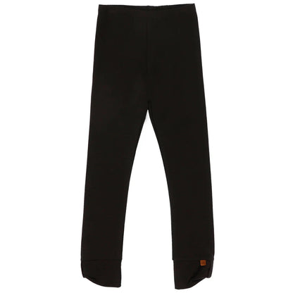 Legging - Nanö noir en coton doux pour enfant, coupe simple et ajustée, vue de face à plat.