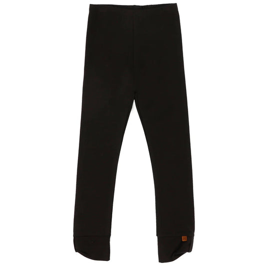 Legging - Nanö noir en coton doux pour enfant, coupe simple et ajustée, vue de face à plat.