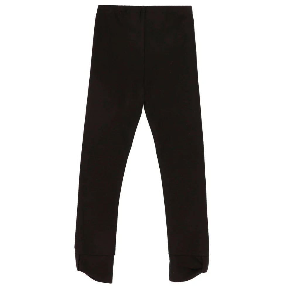 Legging - Nanö noir uni en coton, coupe ajustée pour enfant, vue de face sur fond blanc.