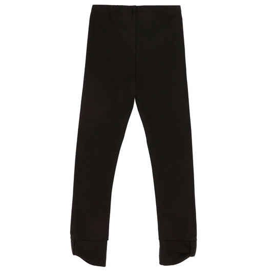 Legging - Nanö noir uni en coton, coupe ajustée pour enfant, vue de face sur fond blanc.