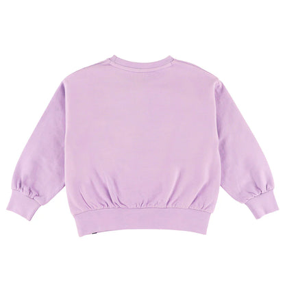 Chandail - Nanö lilas en coton, manches longues avec poignets élastiques, pour enfant, vue de dos.