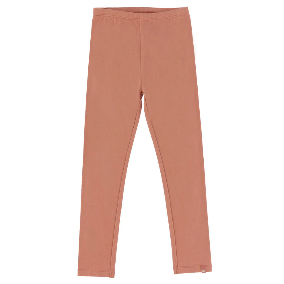 Legging - Nanö couleur terracotta uni en coton extensible, pour enfant, vue de face, coupe slim.