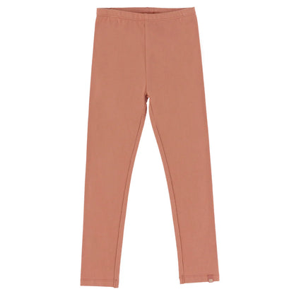 Legging - Nanö couleur terracotta uni en coton extensible, pour enfant, vue de face, coupe slim.