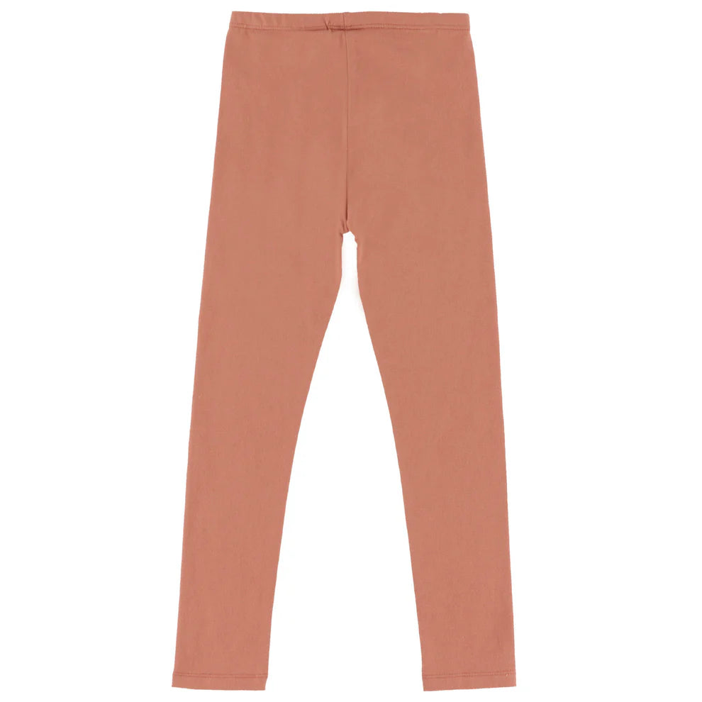 Legging - Nanö couleur terracotta uni en coton, coupe ajustée, pour enfant, vue de face à plat.