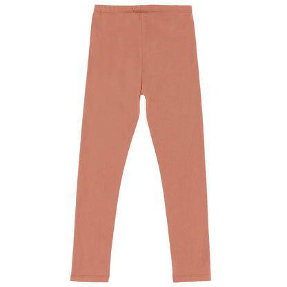 Legging - Nanö couleur terracotta uni en coton, coupe ajustée, pour enfant, vue de face à plat.