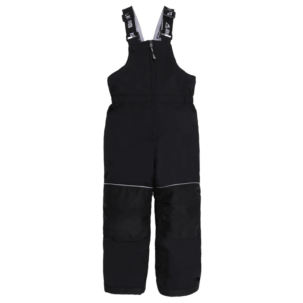 Habit de neige Chris - Nanö noir avec bretelles réglables, pantalon renforcé aux genoux, pour enfant, vue de face.