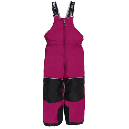 Habit de neige Anabel - Nanö bordeaux et noir pour enfant, style salopette avec bretelles ajustables, vue de face sur fond blanc.