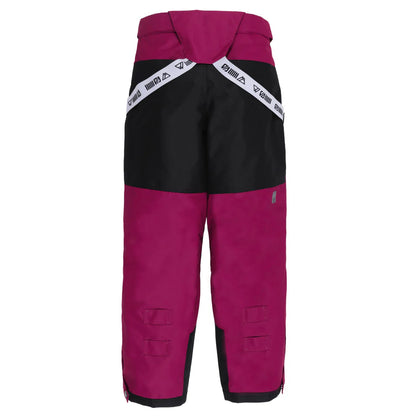 Pantalon de neige bordeaux et noir en tissu technique, pour enfant, partie arrière de l'Habit de neige Anabel - Nanö.