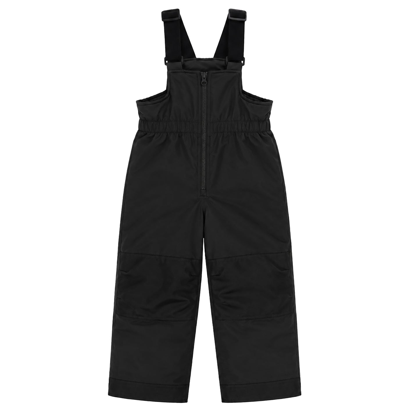 Habit de neige - Peluche & Tartine noir en tissu imperméable, style salopette avec bretelles réglables, pour enfant, vue de face.