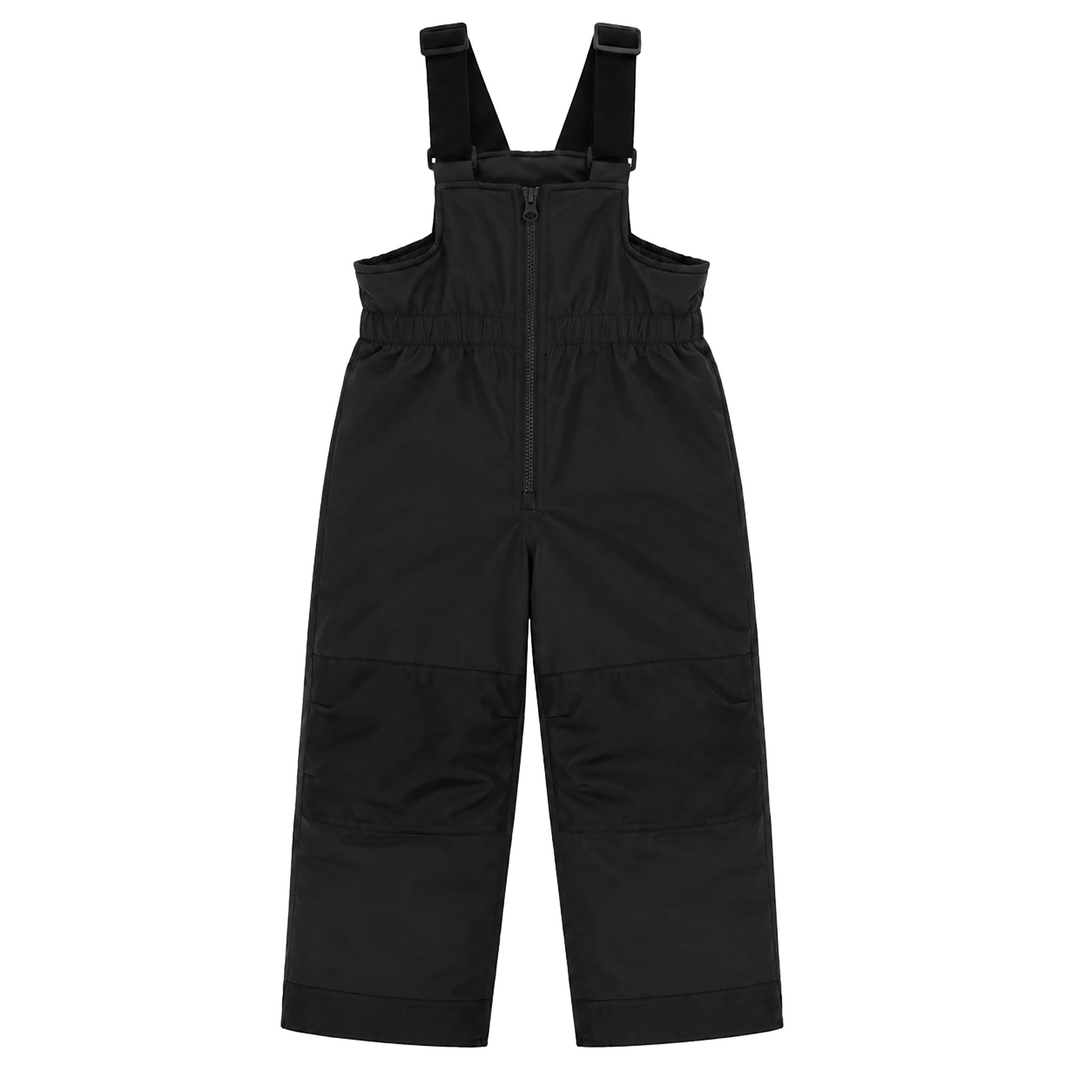 Habit de neige - Peluche & Tartine noir en tissu imperméable, style salopette avec bretelles réglables, pour enfant, vue de face.