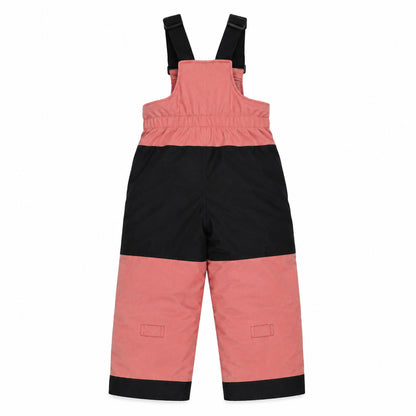 Habit de neige - Peluche & Tartine bicolore rose et noir en tissu imperméable pour enfant, vue de dos.