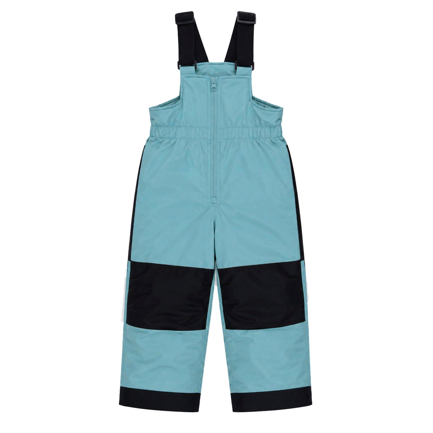Habit de neige - Peluche & Tartine bleu clair et noir avec bretelles réglables, en tissu imperméable, pour enfant, vue de dos.