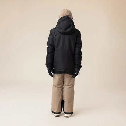 Manteau d'hiver - Snö noir à capuche, vue de dos, porté par une personneৰাকী