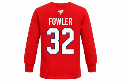 Chandail Fowler rouge à manches longues avec inscription Fowler et numéro 32 au dos, vue de dos