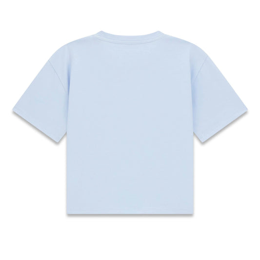 T-Shirt - Guess bleu clair en coton et élasthanne pour enfant, vue de dos avec manches courtes et col rond